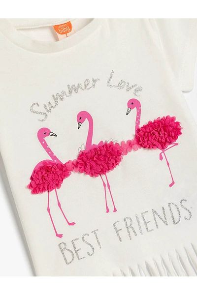 Koton Flamingo Print-Short Sleeve Baby T-Shirt 5Smg10007Ak