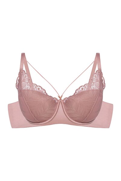 ESOTIQ Sutien cu armătură, bretele în față cu dantelă florală, decorațiuni au...