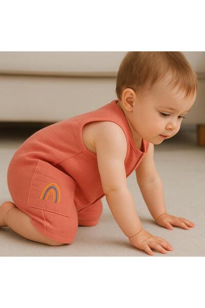 Esterella Cotton Muslin Baby Romper/ Button Closure Baby Romper/100% Cotton Muslin Romper