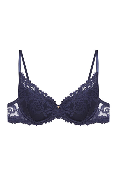 ESOTIQ Sutien push-up cu armătură, dantelă botanică și pandantiv, cu susținer...