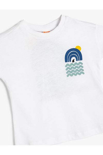 Koton Crew Neck Short Sleeve Print Detailed Cotton T-Shirt
