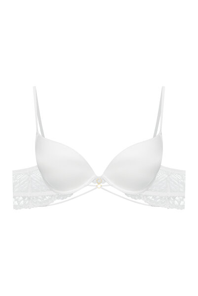 ESOTIQ Sutien push-up cu decolteu, cupe fine și laterale din dantelă, bretele...