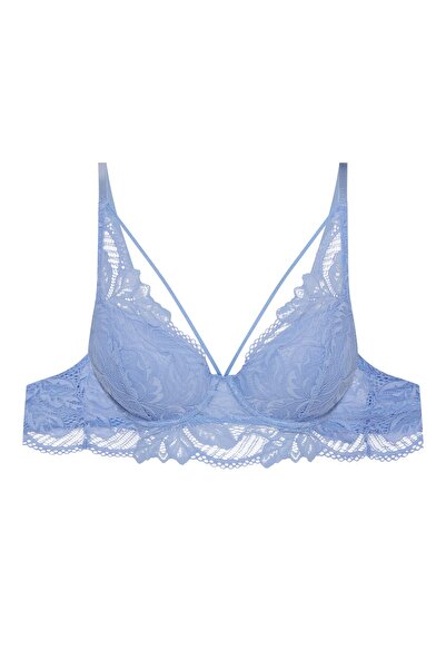 ESOTIQ Sutien push-up BLOOVII, cu armătură, dantelă florală și bretele decorative în față, sexy | Okay