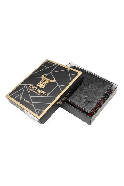 Toro Nero Men's wallet made of genuine leather, black-red V.i.p