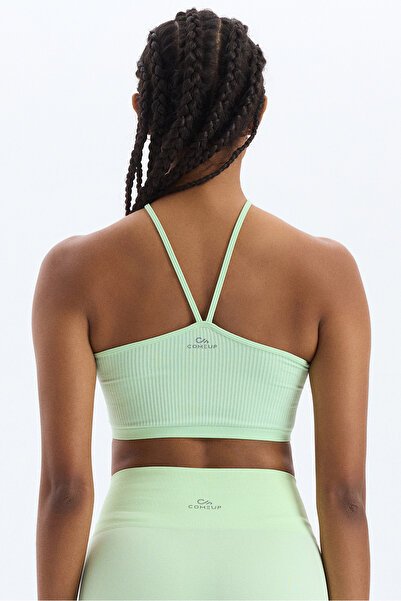 COMEUP Ασύμμετρο αθλητικό σουτιέν με λουράκι λαιμού Ice Green