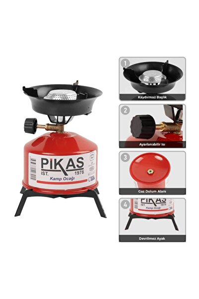 Pikas Iksa Devrilmez Ayaklı Portatif Kamp Ocağı, Çaydanlık Halısı Hediye