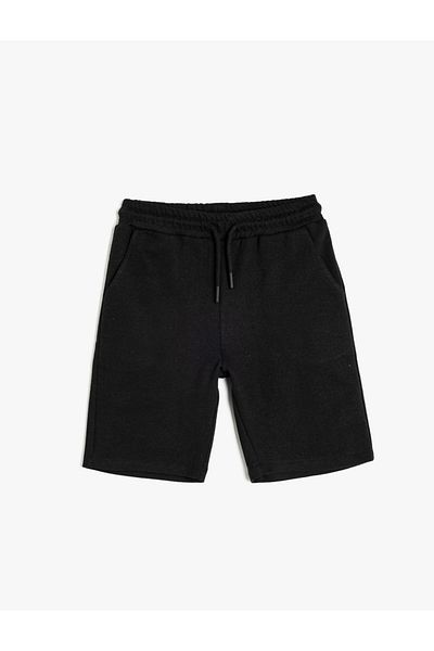 Koton Black Boy's Shorts with Elastic Waist and Tie Detail 5Skb40022Tk