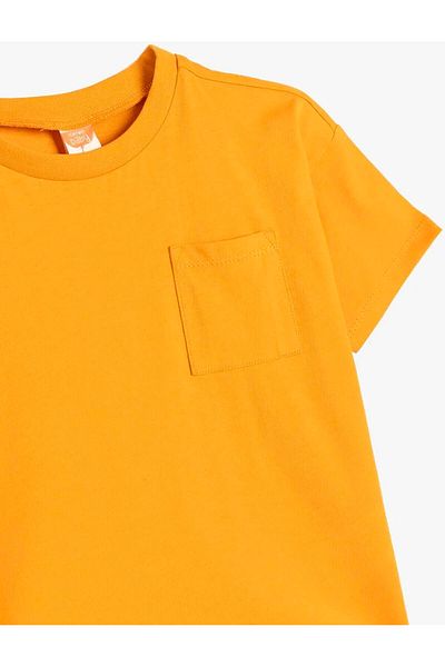 Koton Cotton Short Sleeve Pocket Detail Crew Neck Basic T-Shirt