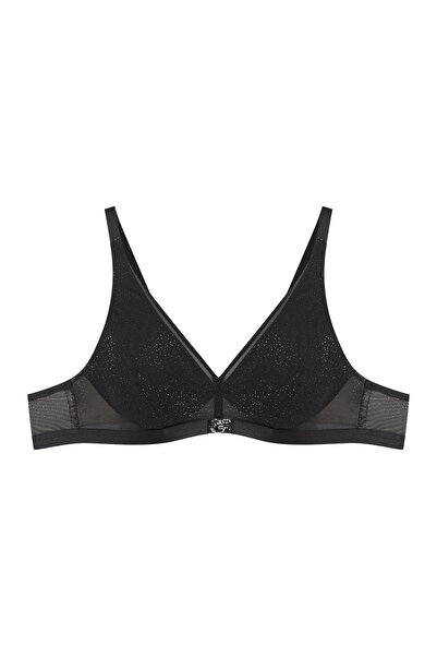 ESOTIQ Non-Padded Triangle Soft Bra Wireless Comfortable Underband with Glitt...