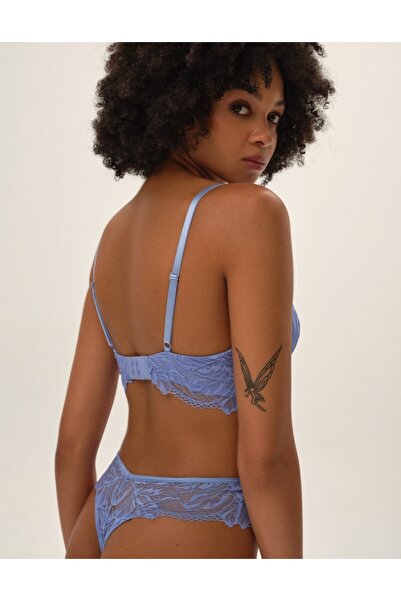 ESOTIQ Sutien push-up BLOOVII, cu armătură, dantelă florală și bretele decorative în față, sexy | Okay