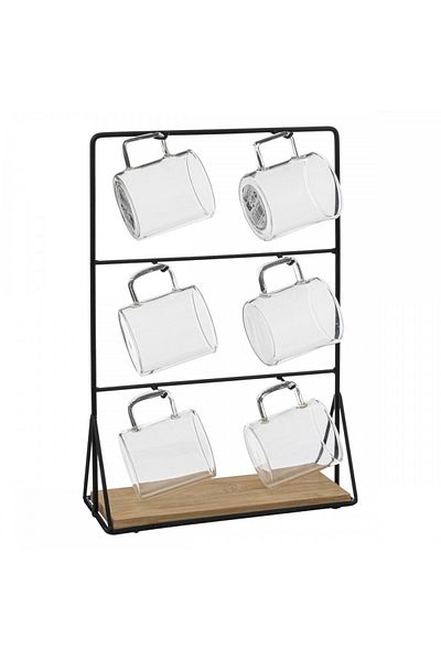 Secret de Gourmet Set of 6 Mrya Espresso cups, glass, metal stand, 100 ml
