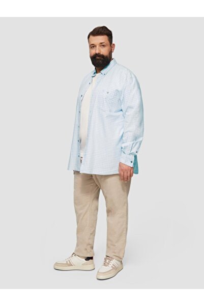 s.Oliver Mărimi mari, Cămașă bărbătească mărimi mari, mânecă lungă și imprimeu în carouri, croială regulată