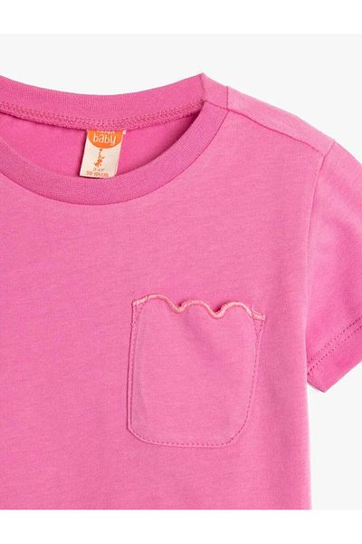 Koton Cotton Crew Neck Short Sleeve Pink Baby Girl T-Shirt 5Smg10105Ak