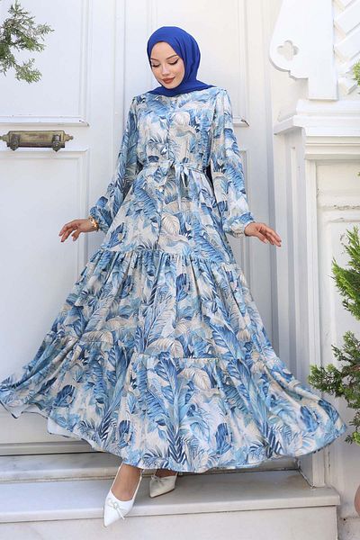 benguen Rochie hijab cu model Albastru 546