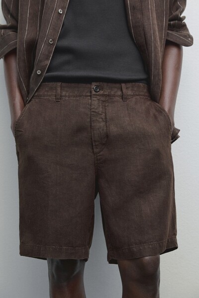 Massimo Dutti %100 keten bermuda