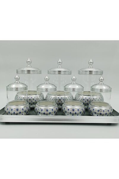 Twinkle 8 Parça Tepsi li Cam Baharat Takımı Platin - GLD05