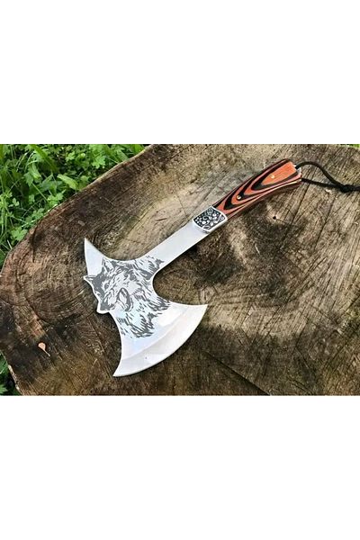 Foxter Axe, Tomahawk, Wolf, 32 cm, stainless steel blade, sheath included
