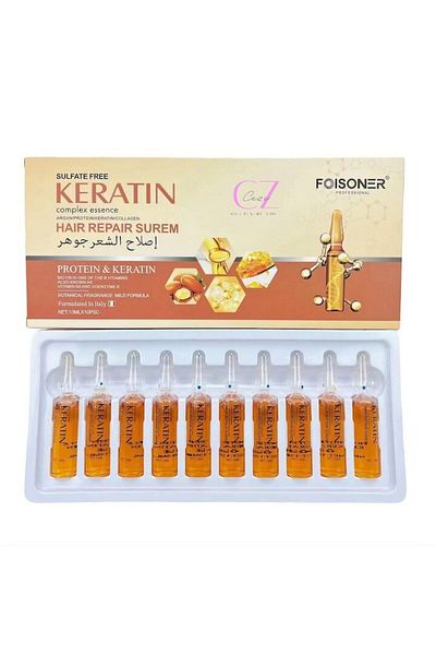 OEM Ulei premium pentru repararea părului cu keratină, argan, proteine, colagen - Tratament pentru îngrijirea părului - 10 fiole