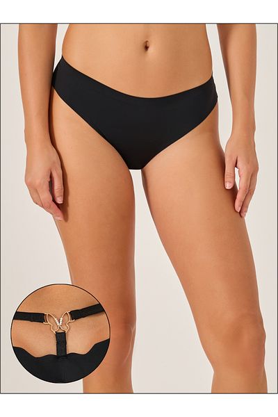 Styli Solid Back Cut Out Detail Thong with Metal Trim