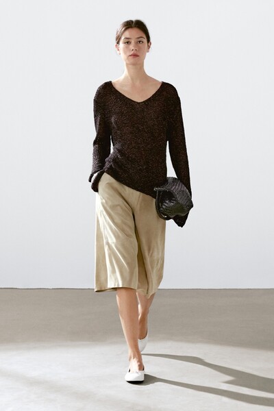 Massimo Dutti Mouliné pamuk karışımlı triko kazak