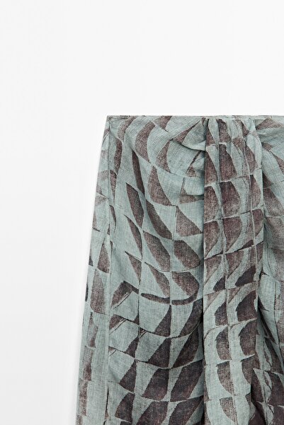 Massimo Dutti Büzgülü desenli midi etek