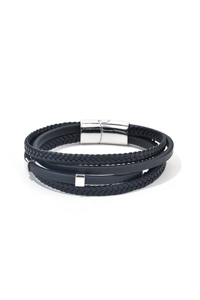 Toro Nero Brățară bărbătească din piele naturală neagră Boni