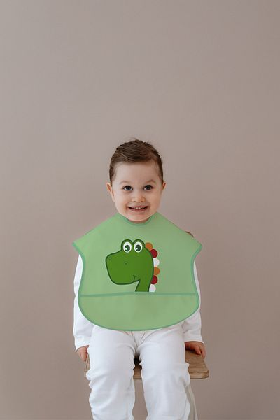 Messido Half Sleeve Bib |   Easy to Clean |   Liquid Proof Baby Feeding Bib |   Dinosaur Pattern