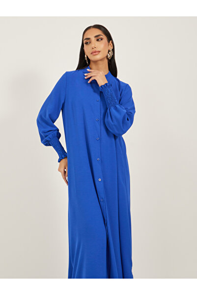 Styli Bishop Sleeve Buttoned Longline Shirt with Wide Leg Pants Set