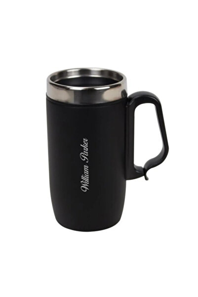 Genel Markalar İsme Özel Lüx Çelik Termos Bardak Kulplu 280 ml - Siyah