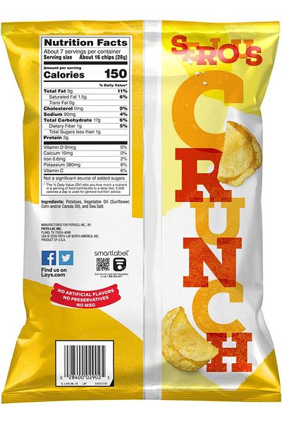 Lay's Kettle Cooked Original Potato Chips 6.5 OZ (184g) - Export