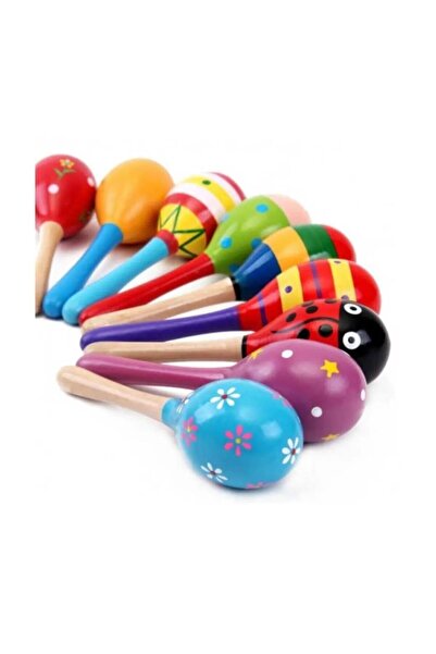cagdaskids Renkli Ahşap Marakas Büyük 20 cm