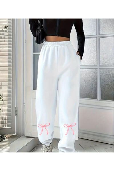 Touz Moda Λευκό φούτερ Unisex με στάμπα με κορδέλα