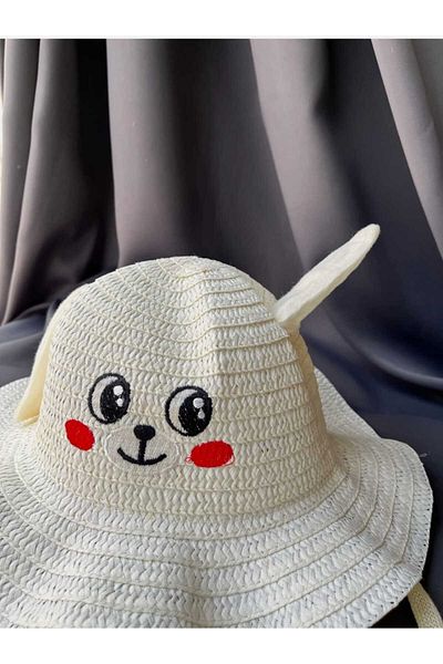 Monkabox Ki̇tti̇ Child Plays Straw Fedora Hat with Ears