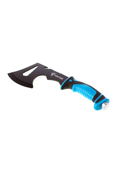 Foxter Mini camping axe Tomahawk, 29 cm, blade cover, non-slip handle, blue