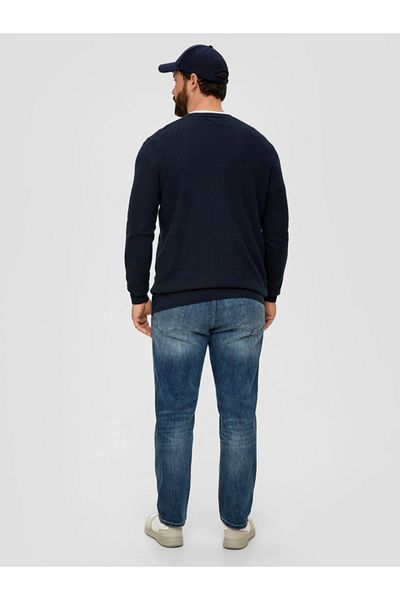 s.Oliver Men's big size sweater, thin with a neckline at the base of the neck, Navy blue