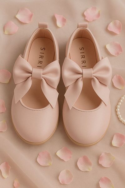 SIRRI Girl's Amira Velcro and Bow Ballerina Shoes