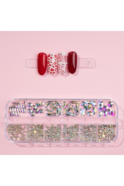 LUXORISE Strasuri pentru unghii, cristale holografice, 12 modele