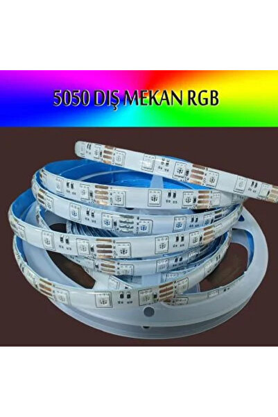 ERBAY 5050 3 Çipli 3 Dirençli Dış Mekan Silikonlu Rgb Şerit Led 5 Metre ( Sad...