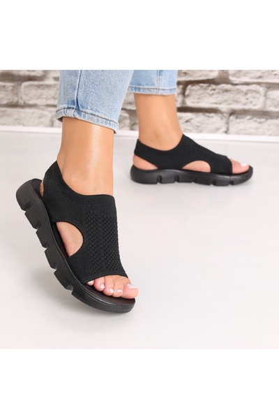 Botinelli Women's Black Flat Sandals Made of Galna Textile, 36