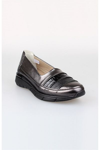 EDİK Edik Platinum Genuine Leather Heel Cushioned Shoes for Daily and Mother - F140