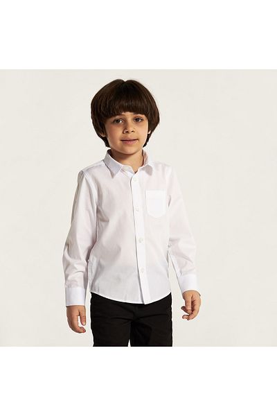 Juniors Solid Shirt with Long Sleeves and Pocket - Set of 2