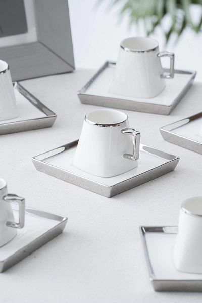 ACAR Nova 6-Person Porcelain Coffee Cup Set - 90 ml
