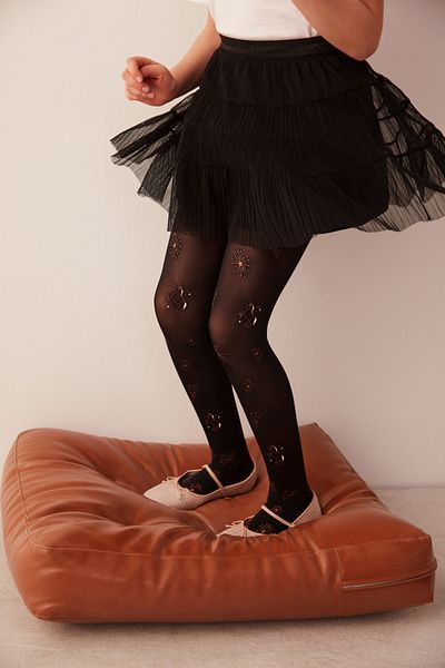 Penti Black Girls Gilded Patterned Pantyhose