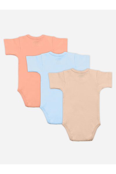 Babies Basic By Styli مجموعة من 3 قطع - بدلة جسم قصيرة الأكمام من القطن الممشط