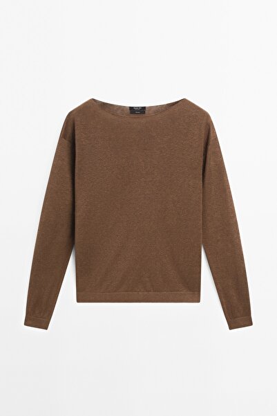 Massimo Dutti %100 keten kayık yaka kazak