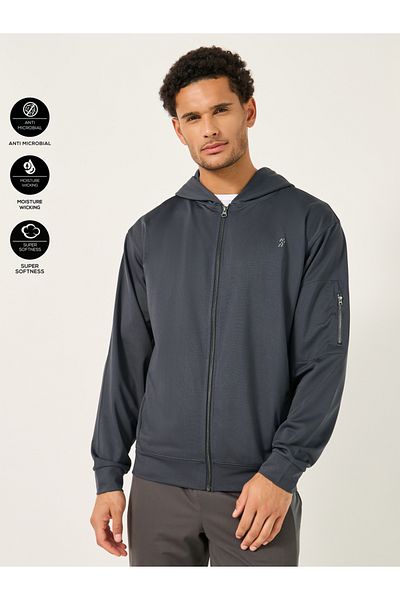Styli Hooded Training Jacket with Sleeve Zipper Detail