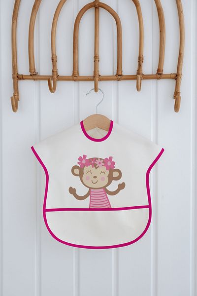 Messido Half Sleeve Bib |   Easy to Clean |   Liquid Proof Baby Feeding Bib |   Monkey Pattern