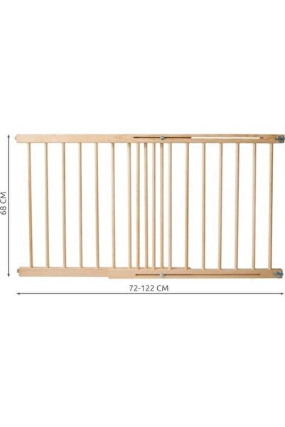 ideal STORE Safety Gate Made of Pine Wood IdealStore, Adjustable Size, Wall-Mounting Mechanism, 72-122 cm, Brown