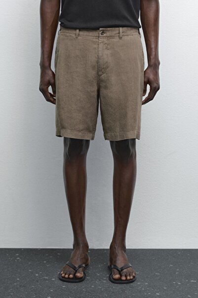 Massimo Dutti %100 keten bermuda