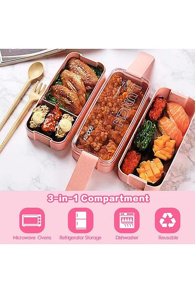 COOYA 27 Pcs Lunch Box Kit,Stackable 3-in-1 Compartment Japanese Lunch Box Set,with Accessories